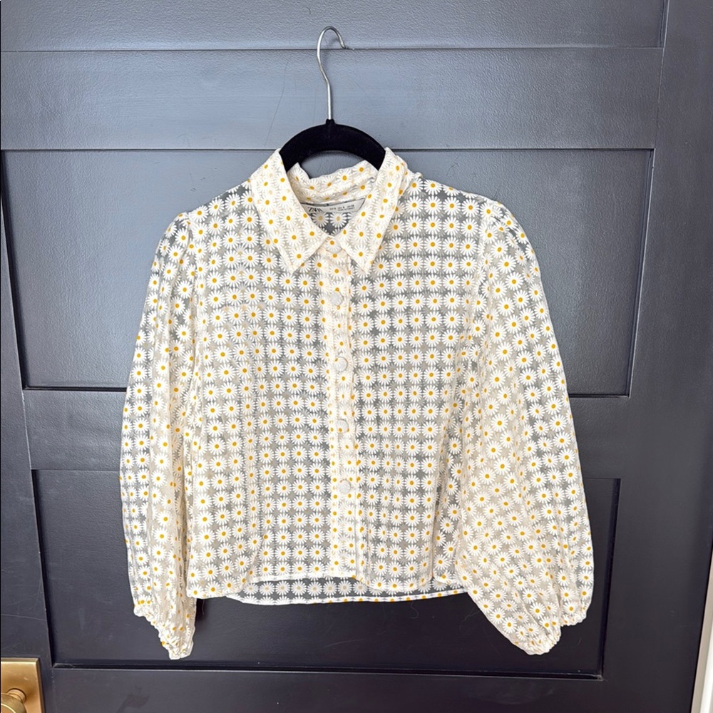 Zara Floral Button-Up Blouse